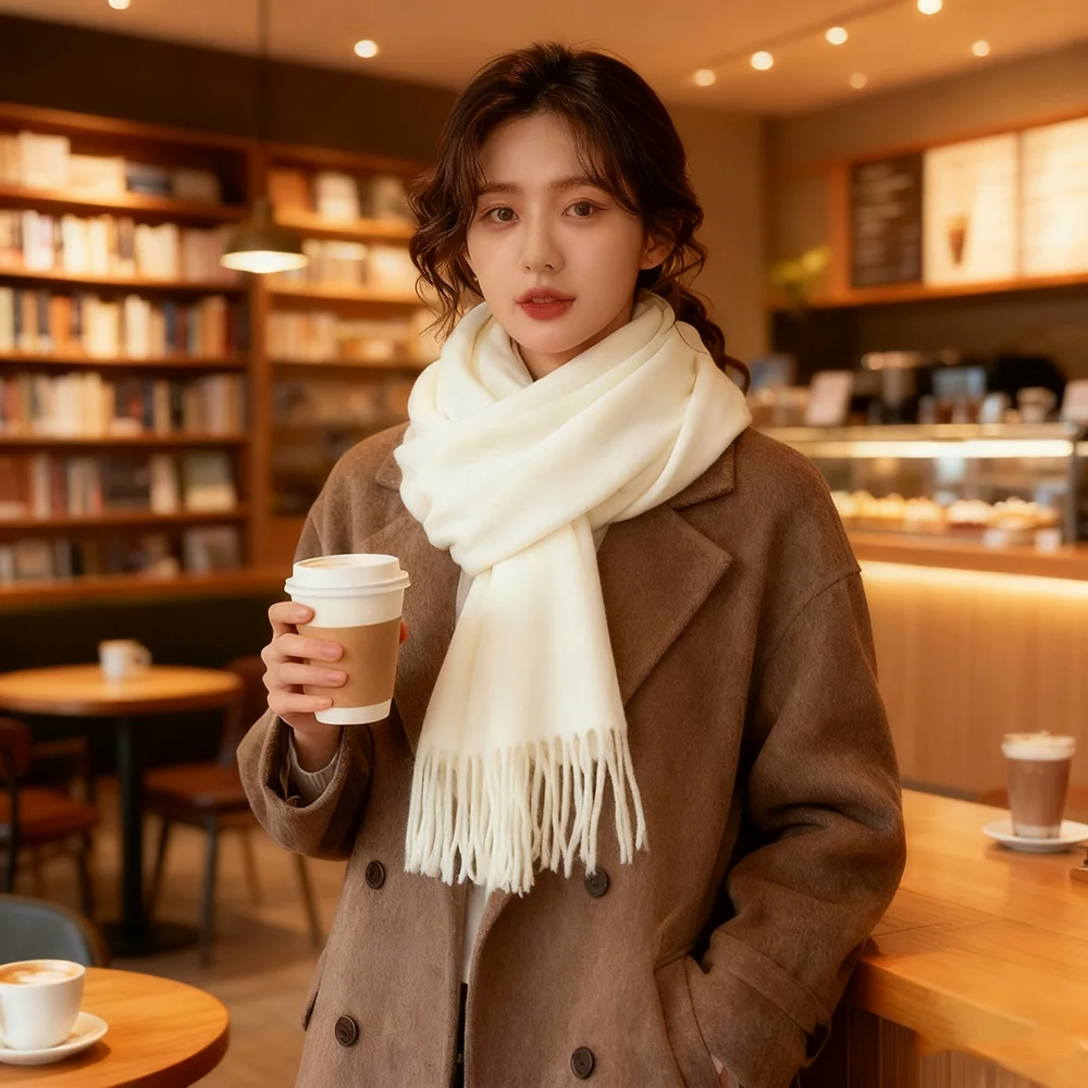 جديد الصلبة الشتاء وشاح امرأة وشاح من الصوف وشاح دافئ المرأة أوشحة شتوية في الهواء الطلق موضة فاخرة شرابات يندبروف الأوشحة