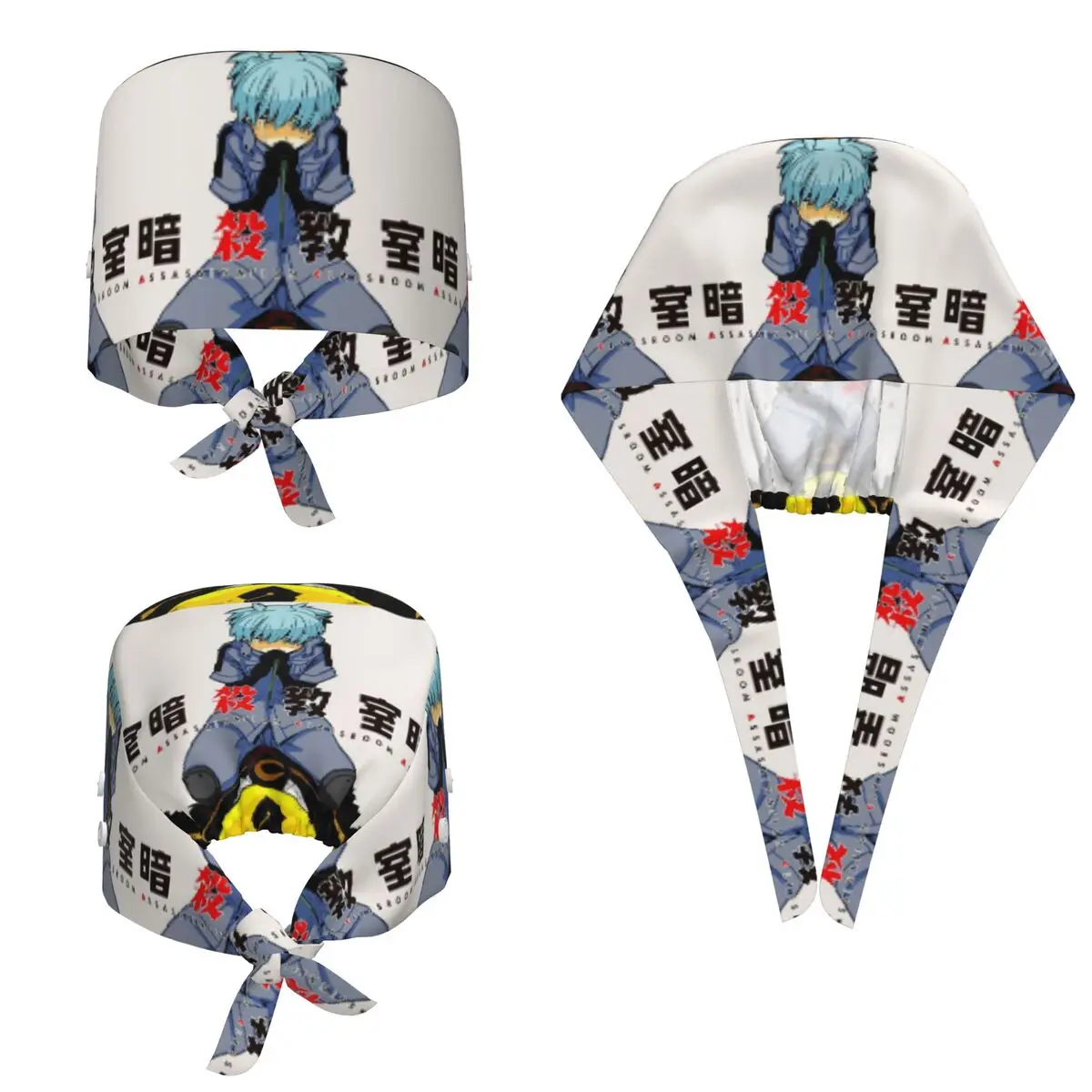 Assassination Classroom Octopus Koro Sensei Scrub Hat Doctor Working Surgical Cap Unisex Adjustable Nursing Caps for Dentist