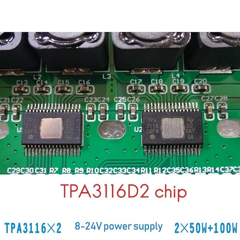 TPA3116D2 2.1 Channel Power Amplifier Board 2X 50W+100W High Power BT 5.0 Subwoofer Class D Amplifier Board DC8V-24V