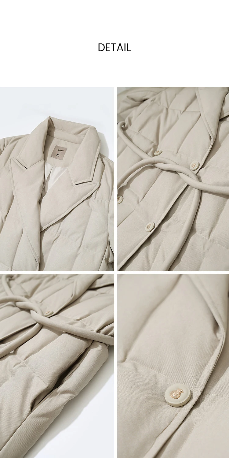 Amii Women's A-Line Down Jacket Lapel Collar Lightweight Warm Slim Fit Commuter Minimalist Women's Winter Down Jacket 12644006