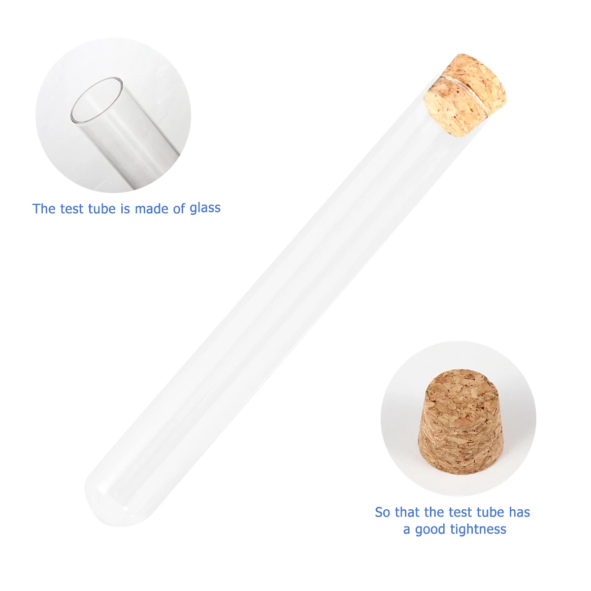 

10pcs Glass Test Tubes With Cork Stopper Heat Resistant Clear For Scientific Experiments Lab Teaching Equipment Storage Decor