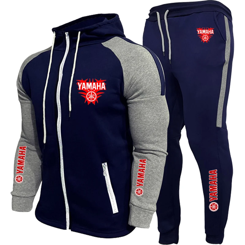 YAMAHA  Men's Racing Suit Outdoor Quick-Drying Comfortable Oversized Hooded Jacket Fitness Sweatpants Two-Piece Training Set