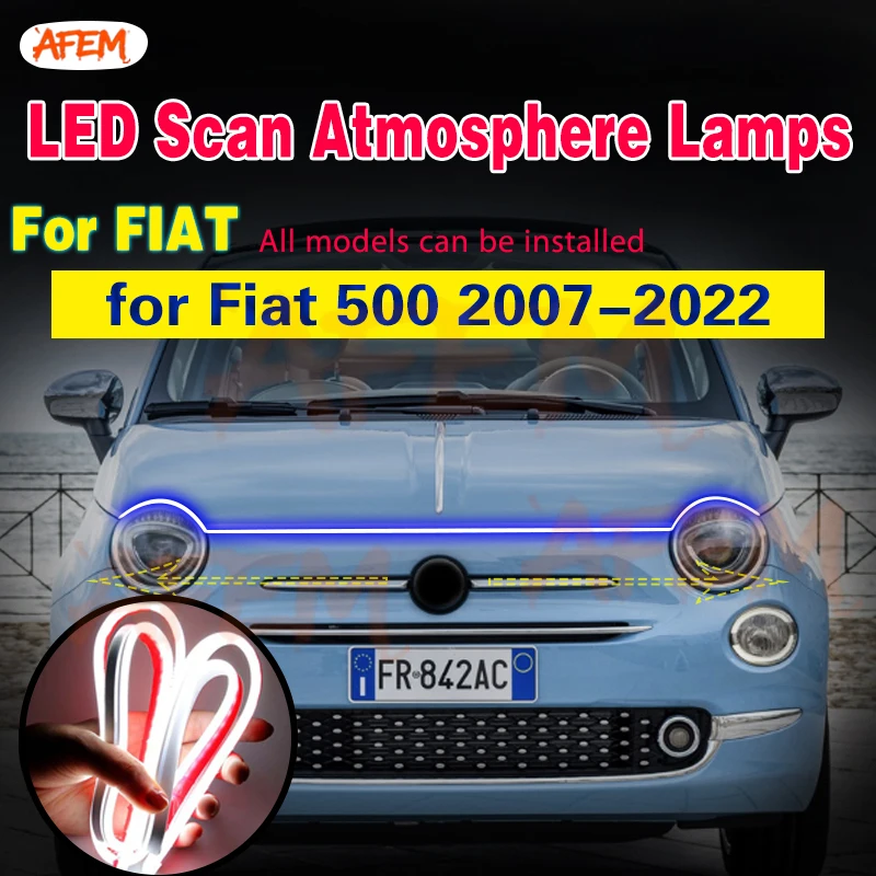 Headlight Scan Starting Light Strip Led Lamp DRL 12V For Fiat 500 2007-2022 Universal Waterproof Flexible Daytime Running Light