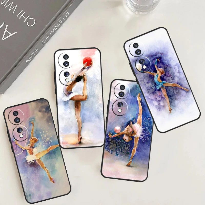 Gymnastics Oil Painting Case For Honor 90 Lite 70 50 Magic 5 6 Pro X6 X7 X8 X9 X6a X7a X8a X9a X8b X9b Back Cover