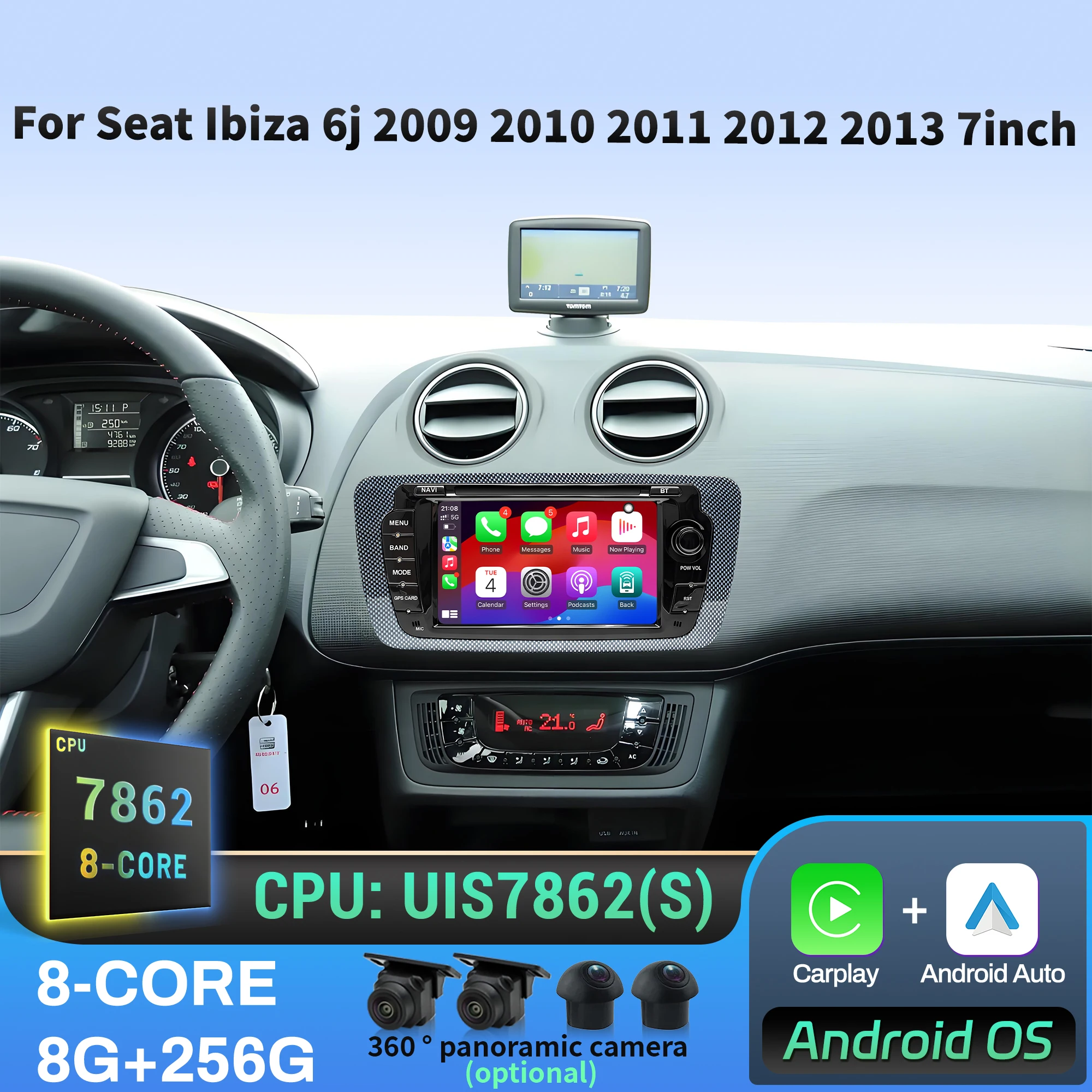 

7 inch Android 14 Car Radio For Seat Ibiza 6j 2009 2010 2011 2012 2013 Wireless Bluetooth CarPlay Head Unit Touch Screen Stereo