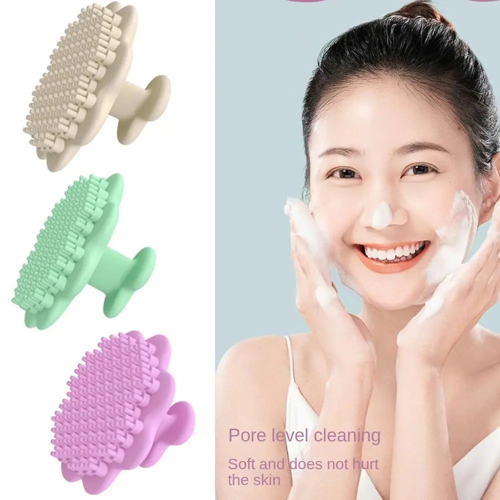 Manual Facial Cleansing Brush Exfoliating Handheld Silicone Massage Brush Cute Soft Face Scrubber Makeup Removal Skin Care Tool