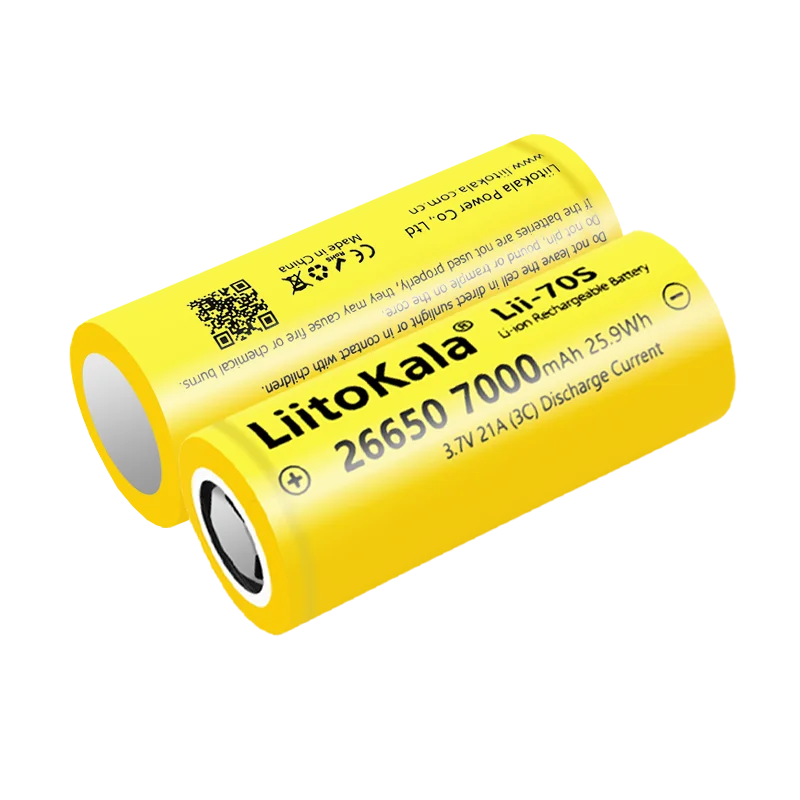 1-40 Buah LiitoKala Lii-70S 3.7V 26650 Baterai Isi Ulang Daya 7000Mah Tingkat Tinggi 3C-5C Pengosongan untuk Peralatan Listrik Mainan Flash