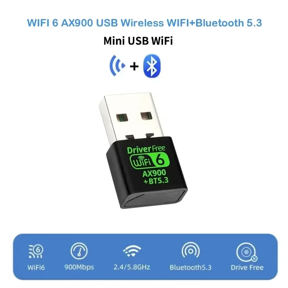 

AX900 WiFi 6 Bluetooth 5.3 WiFi USB Adapter Wireless Network Card 2.4G&5GHz Wi-Fi Antenna Wlan Receive Driver Free