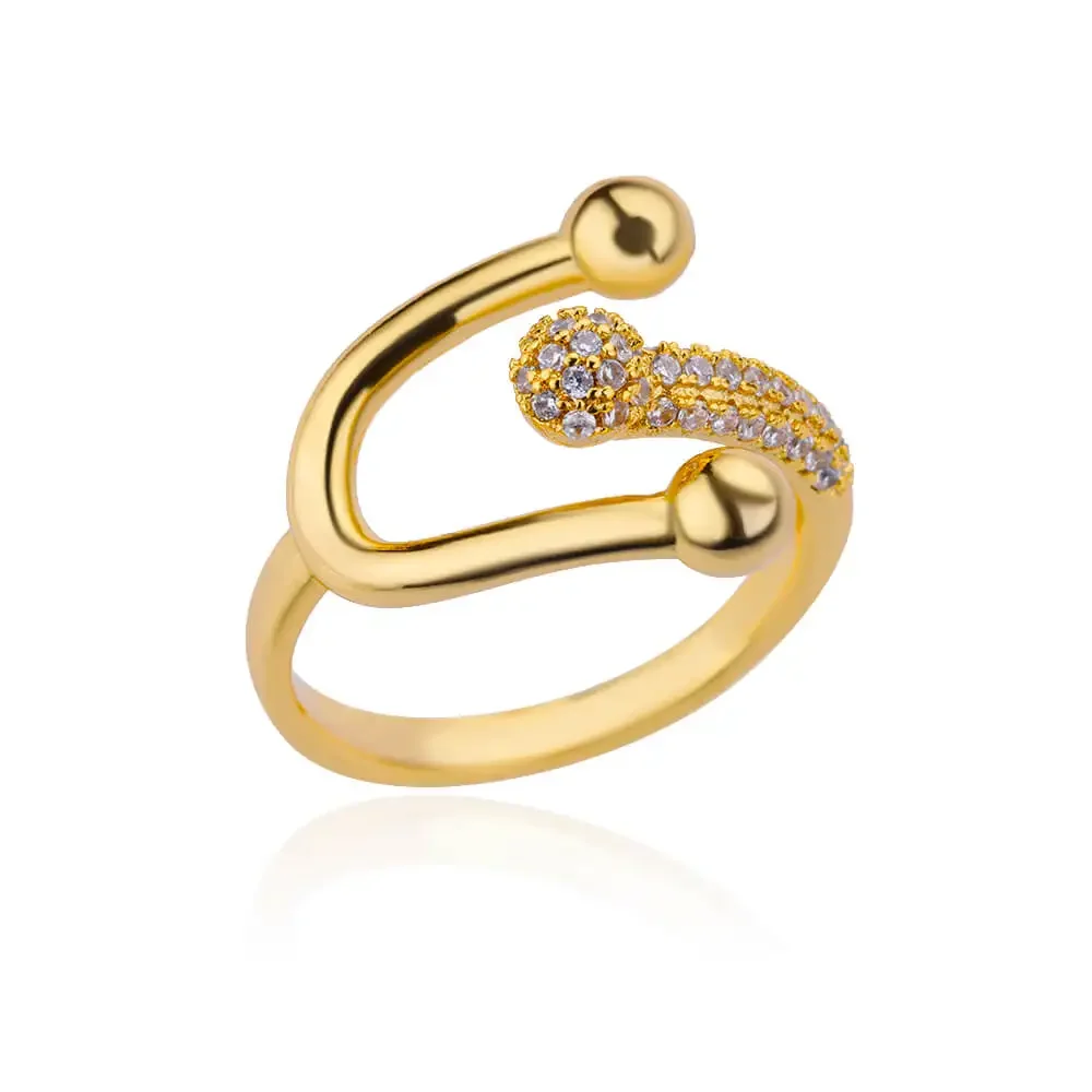 Zircon Double Crossed Shape Rings For Women Gold Plated Stainless Steel Cross Ring Luxury Wedding Couple Rings Aesthetic Jewerly