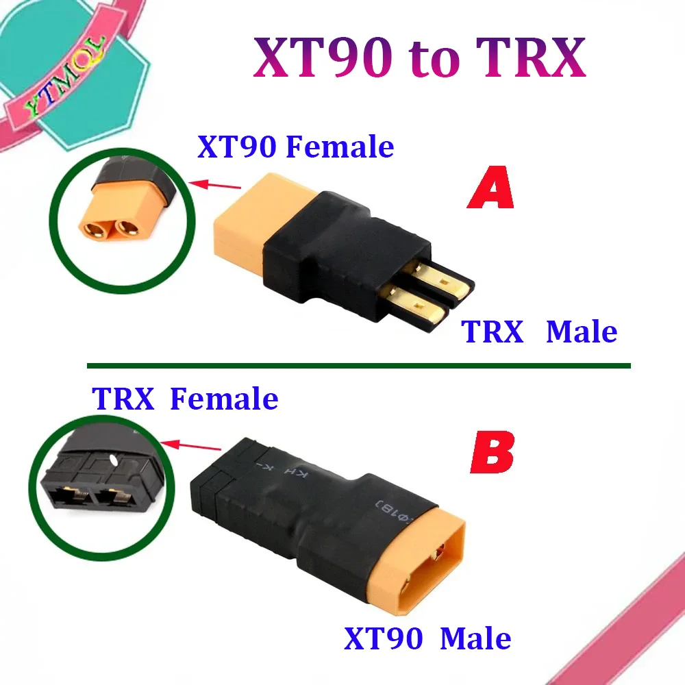 1Pcs XT90 to TRX Female Male Connectors Banana Plug RC Lipo Battery Control Parts DIY Adapter