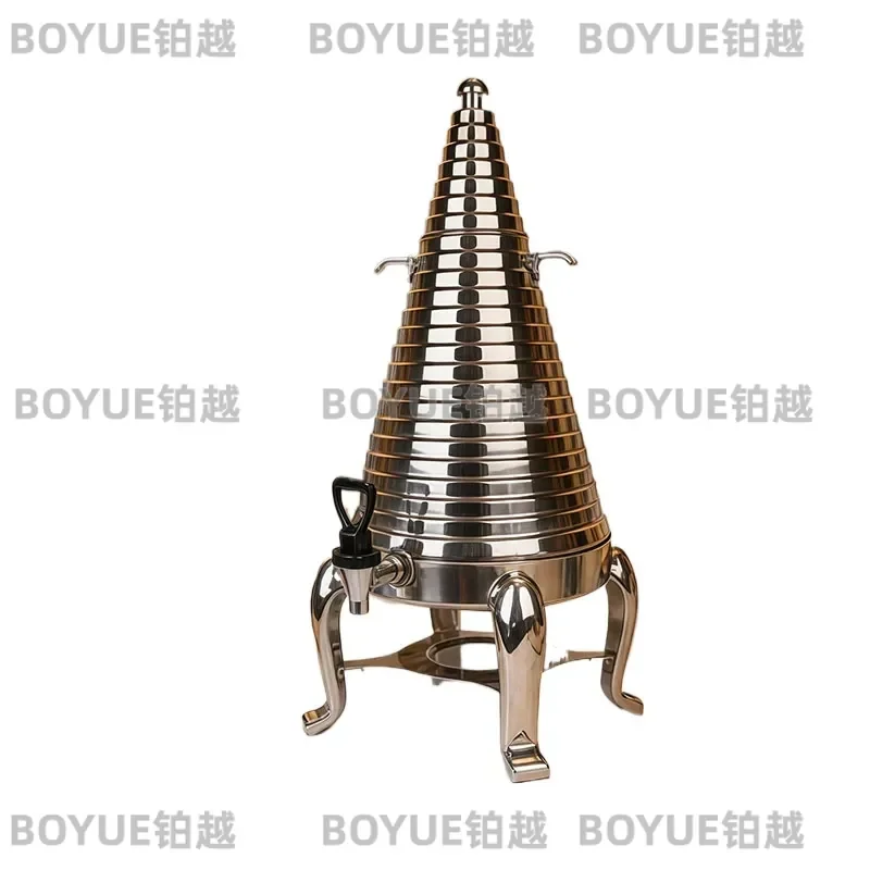 Commercial Stainless Steel Ribbed Coffee Tripod Milk Soy Milk Tea Insulation Container Buffet Juice Warmer Stand