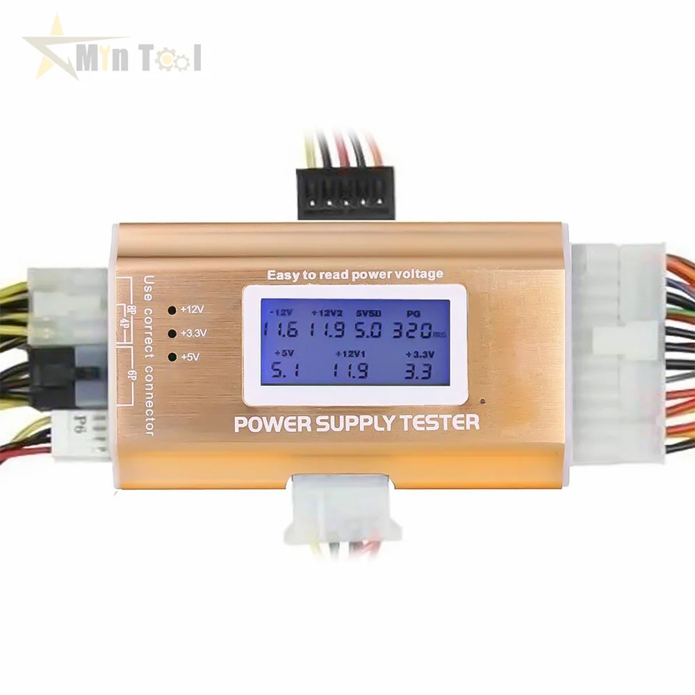 Digital LCD Power Supply Tester for PC 20/24 Pin 4 PSU ATX BTX ITX SATA HDD Interface for Battery Tester