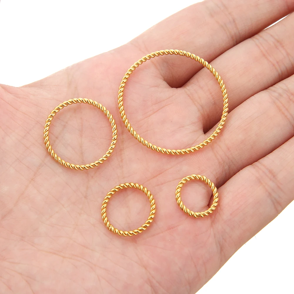 20pcs Stainless Steel Spiral Hoops Twisted Big Circles Necklaces Pendants Connectors Earrings Dangle Charms DIY Jewelry Findings