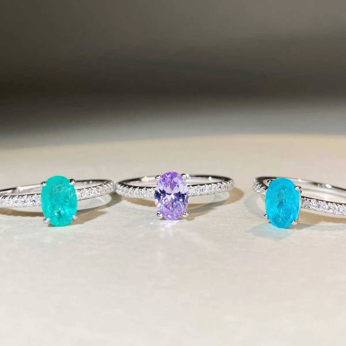 

S925 Sterling Silver Pigeon Egg Ring Women's 1 Carat Purple Diamond Paraiba Ring