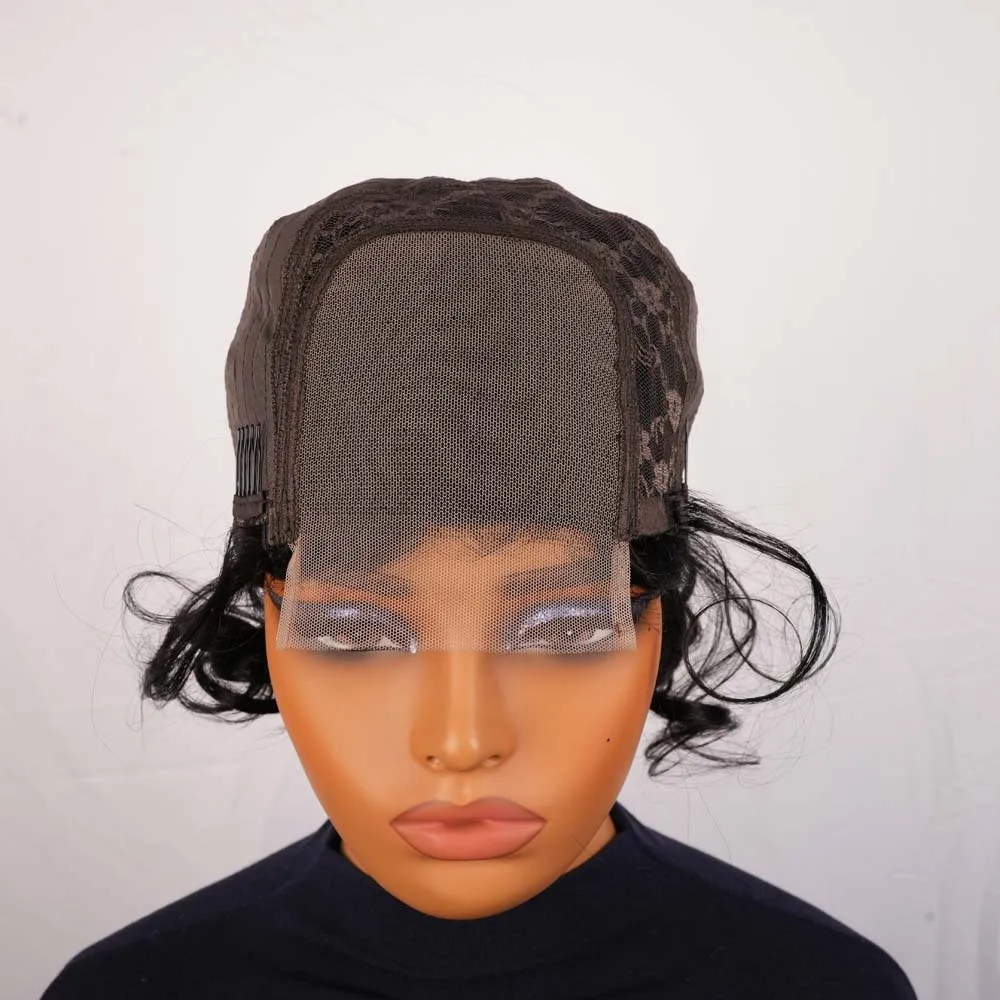 عابث قطع الباروكات للنساء السود البرازيلي نطاط 4x4 الدانتيل ريمي الشعر البشري قصيرة الطبقات الباروكات مع اللون الأسود الطبيعي للاستخدام اليومي #5