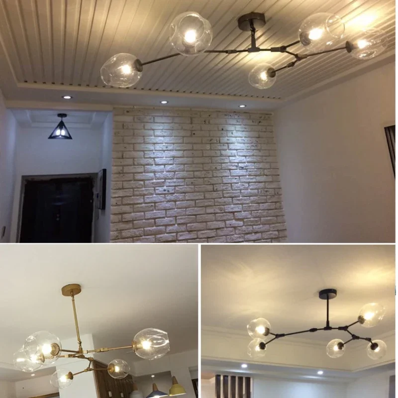 

SANDYHA Modern LED Glass Pendant Chandelier Stylish Lighting for Dining Room Kitchen Island Living Room Bedroom Nordic Home