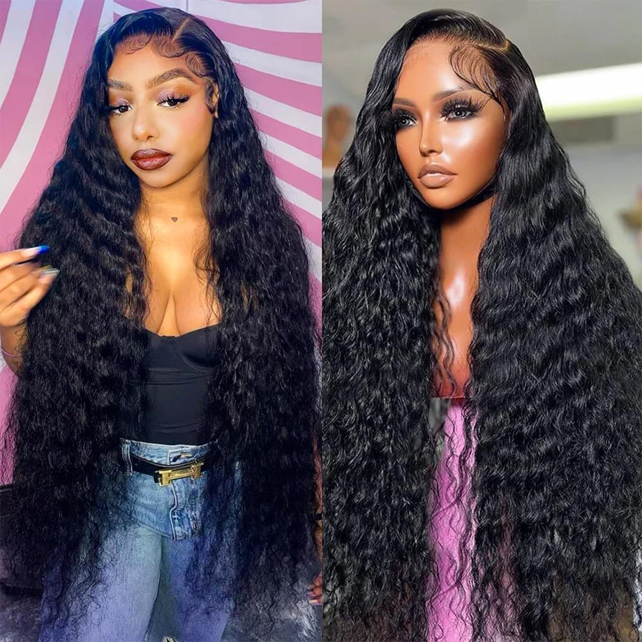 

Deep Wave 13x4 Lace Front Wig Brazilian Curly 200% High Density 13x6 Transparent Lace Frontal Human Hair Wigs For Women Wet Wavy