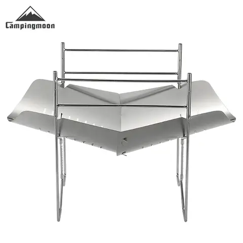 CAMPINGMOON SOLO-A4 야외 휴대용 난방 캠프파이어 접이식 버너, 캠핑 장작, 스테인레스 스틸 바베큐 스토브