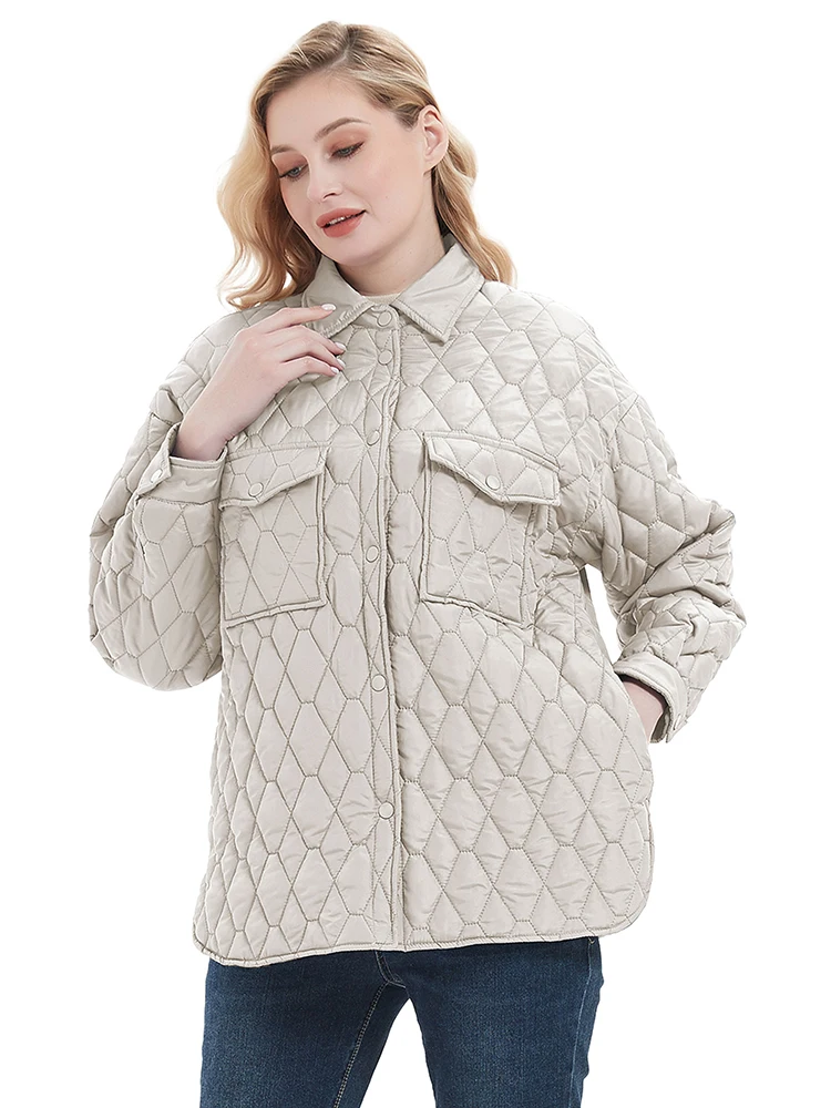 Giolshon Down Jacket Spring Autumn Women Quilted Lightweight Puffer Jacket Vest Elegant Padded Coats Parka Female Outerwear