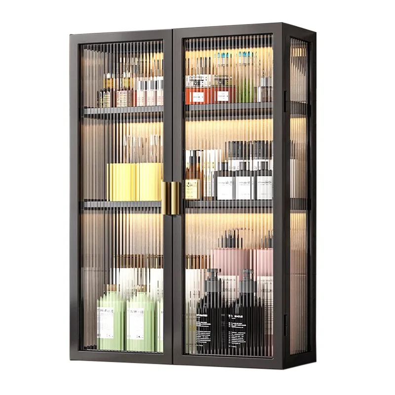 Glass wall-mounted hanging cabinet, bathroom, cosmetics storage, locker, bathroom, kitchen
