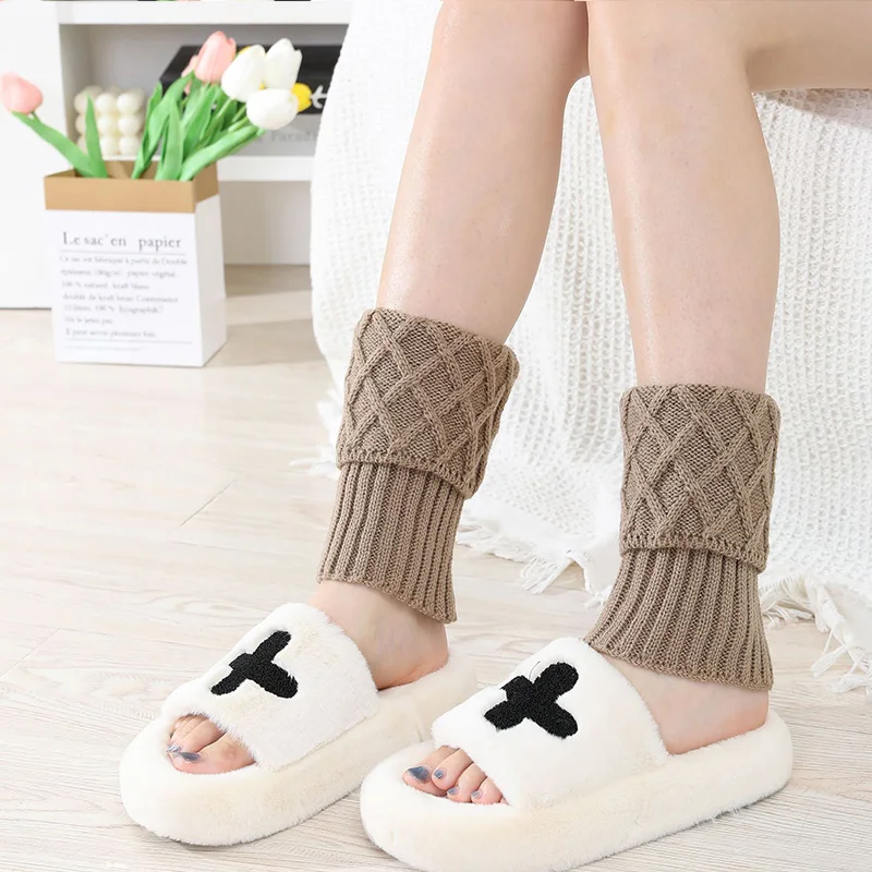 المرأة محبوك تنوعا الساق حامي غطاء الحذاء غطاء للقدم نمط قصير جديد الوجه على غطاء جورب دافئ محبوك #5