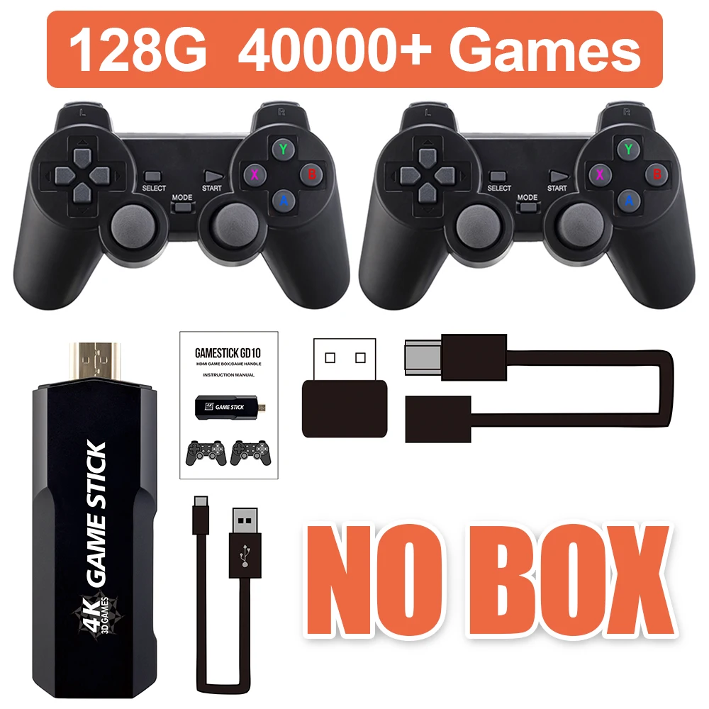 4K Game Stick Retro Game 128G 40000 Games Console HD Video Game Console 2.4G Wireless Controller For PSP PS1 GBA Best Gift