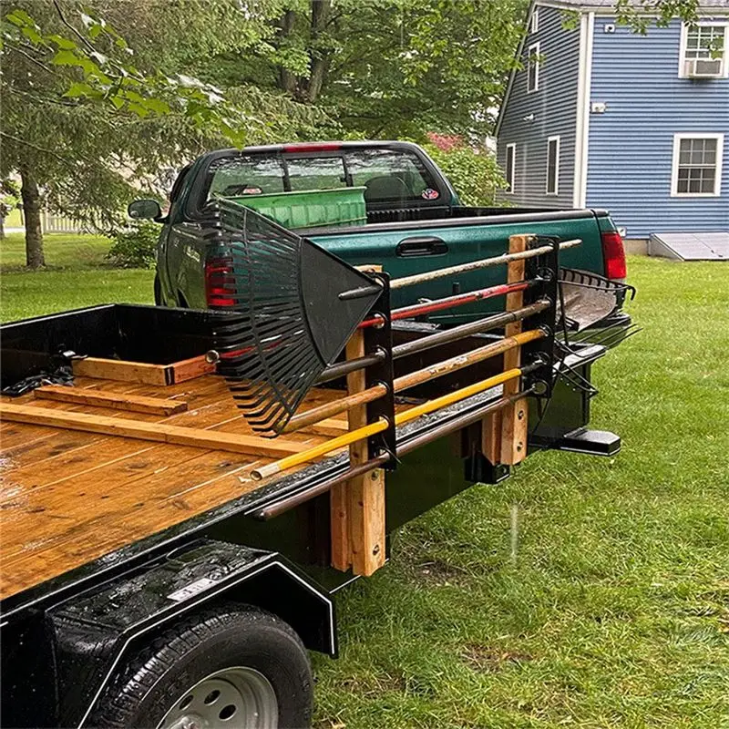 Estante para remolque de camión de paisaje de 6 herramientas, estante de almacenamiento de herramientas, estante para pala, duradero, fácil de instalar, nuevo