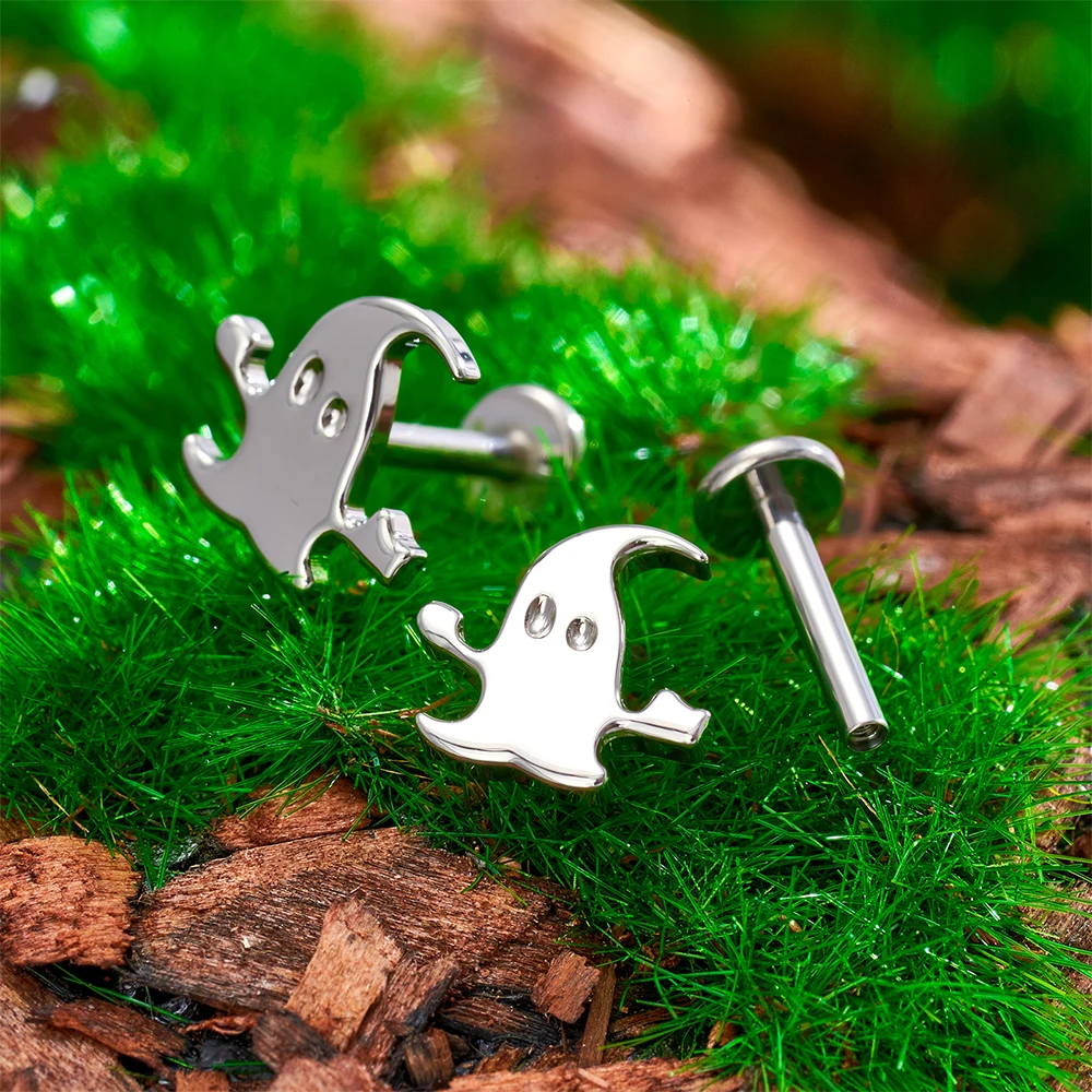 ASTM F136 Titanium 16G Explosion mushroom Earring Ghost Fox Tragus Helix Cartilage Flatback Stud Piercing Jewelry