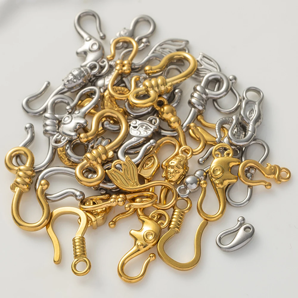 5pcs  Stainless Steel S Hook Ring Toggle Clasps End Clasps Gold Jewelry Connector for DIY Bracelet Necklace Making view 2