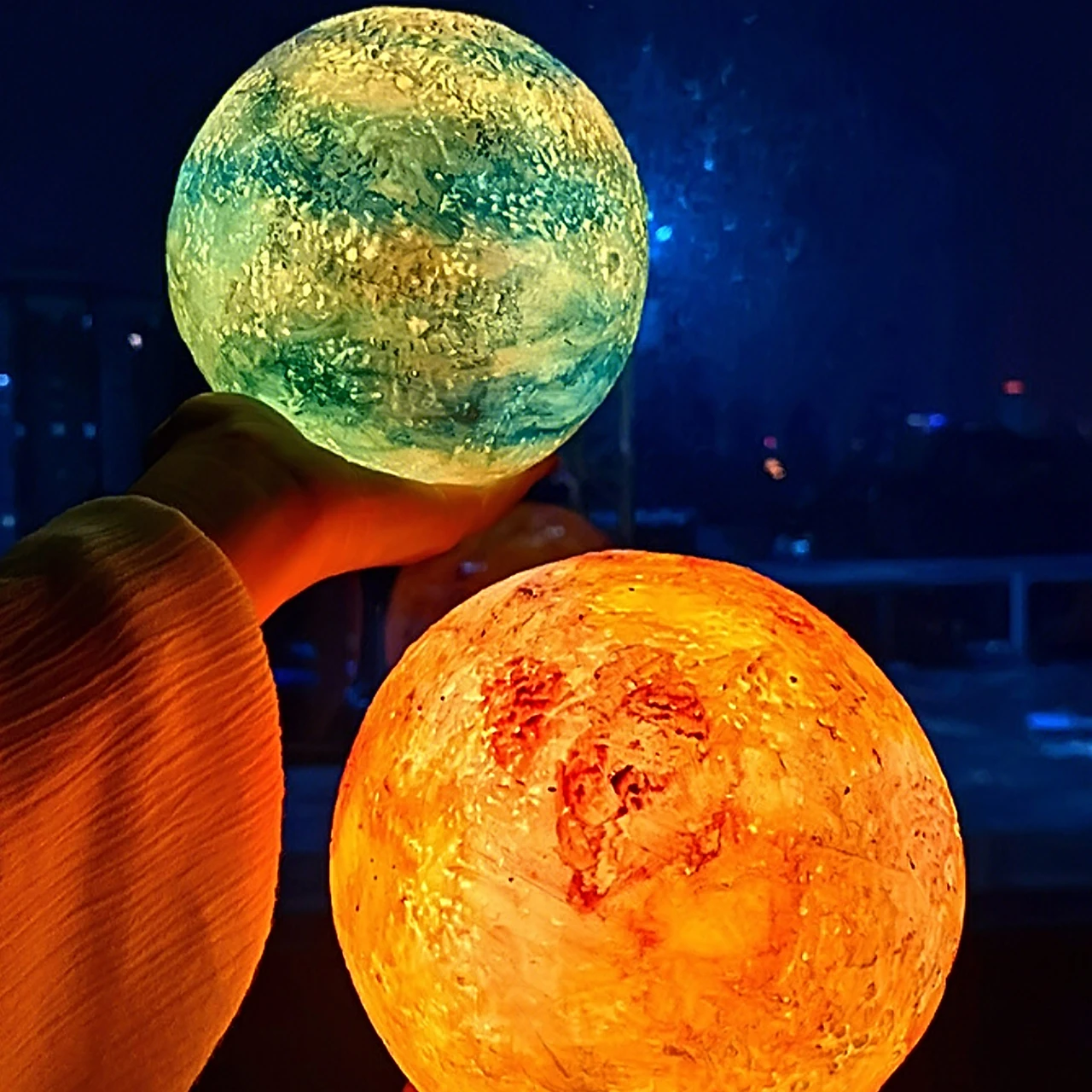 مصباح قمر ثلاثي الأبعاد، مصباح ليلي إبداعي بجانب السرير لغرفة النوم، هدية عيد ميلاد لأفضل صديق، ضوء نوم للأطفال مع حماية للعين #1