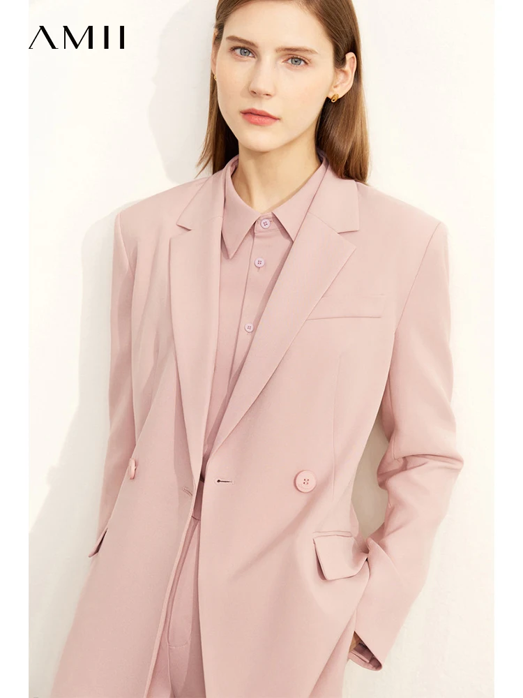 Amii Minimalism Autumn Women Suit Jacket Double Breasted Loose Vintage Office Lady Business Blazers Female Clothing 12230193