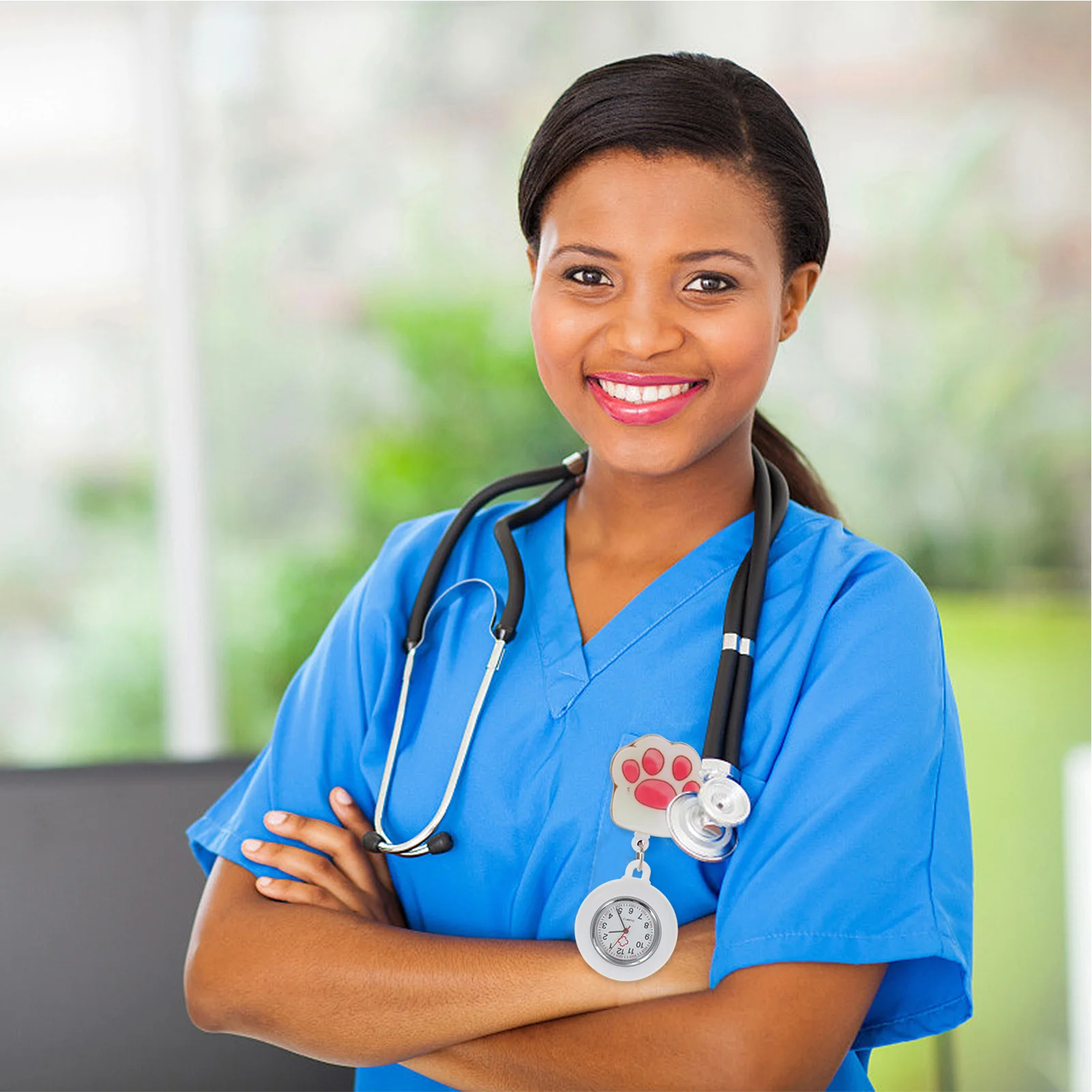 ساعة جيب معلقة بمشبك كبير من السيليكون للممرضات والأطباء والموظفين الطبيين المحمولة بحركة كوارتز للممرضات