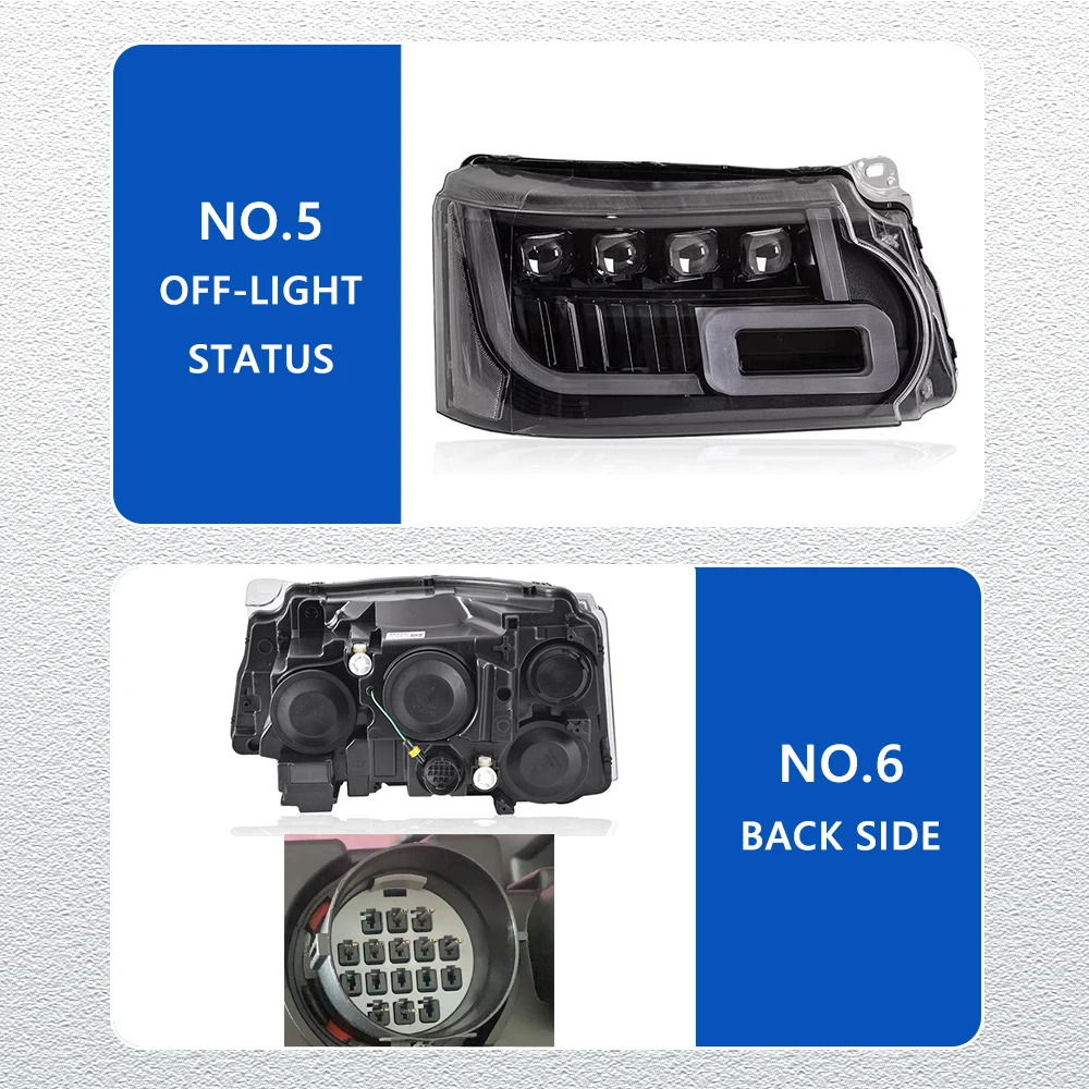 LED المصابيح الأمامية ل رينج روفر رينج روفر سبورت 10-13 ماتري نمط سيارة رئيس مجموعة مصابيح إشارة اكسسوارات السيارات تعديل مصباح #6