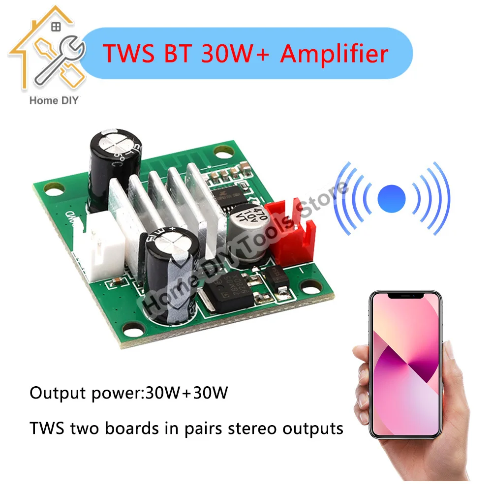 30W Bluetooth Power Amplifier TWS Speaker Sound Module Board Audio Receiver Bluetooth Power Amplifier Board Two-Way Stereo