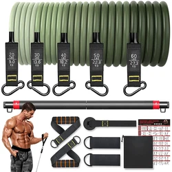 Conjunto de bandas de resistencia para entrenamiento, 5 tubos de Fitness con asas de anclaje para puerta, correas de tobillo para piernas y Palo de Fitness