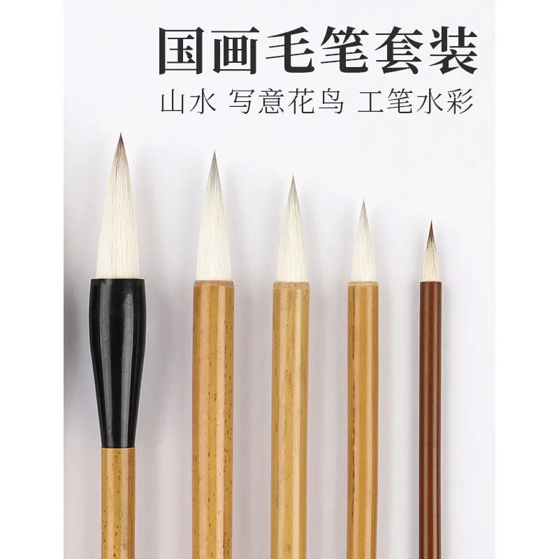 Chinese Painting Brush Set, Mixed Hair Brushes for Sumi-e Ink Wash and Calligraphy, Art Supplies for Beginners and Artists