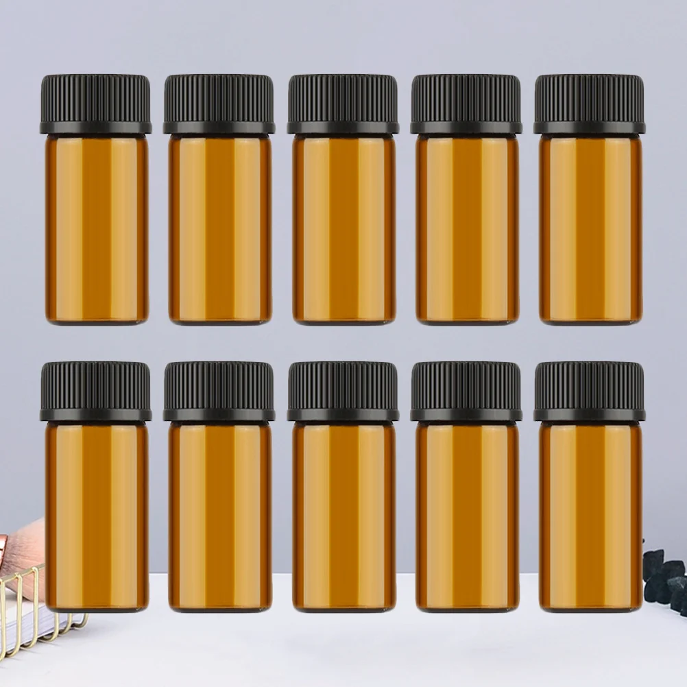 

10Pcs 3Ml Small Glass Vial Bottles Dark Brown Refillable for Perfume Colognes Essential Oils Travel Friendly Compact