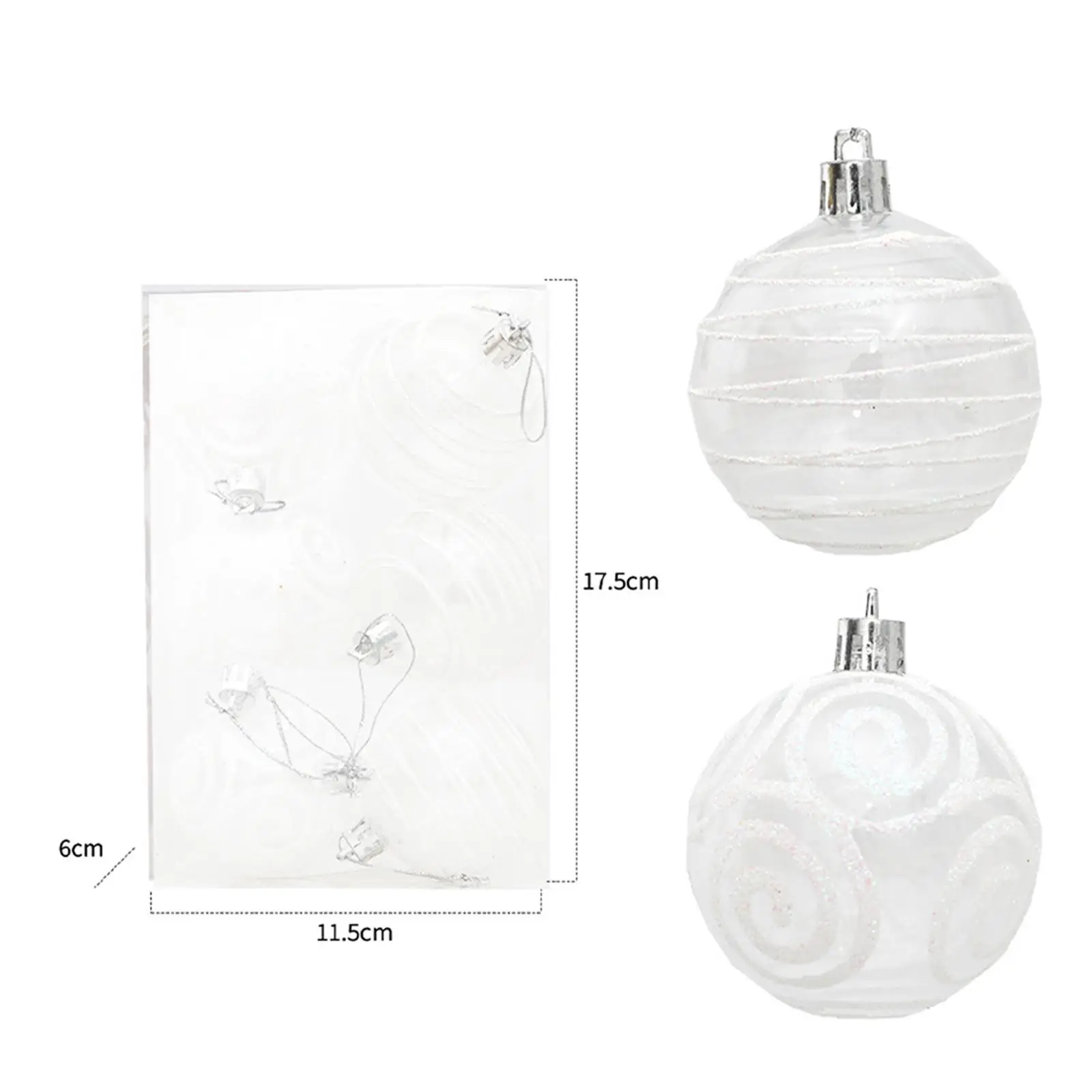 6 قطع من كرات عيد الميلاد الشفافة 60 مم زينة شجرة عيد الميلاد الصغيرة #6