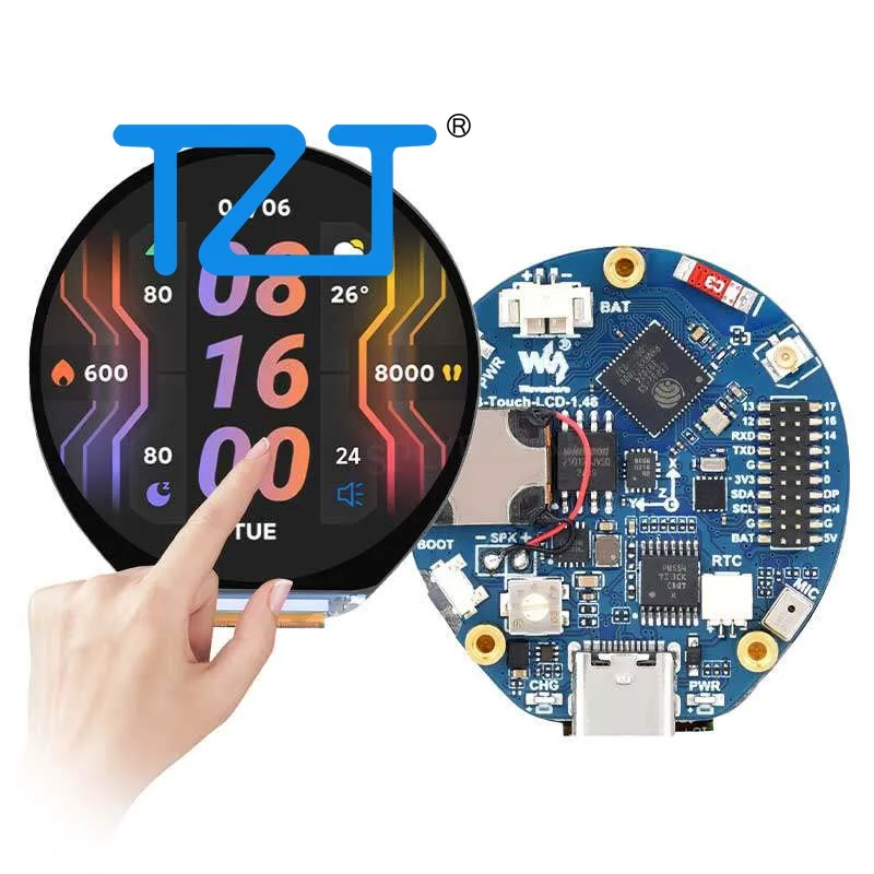 

TZT ESP32-S3-LCD-1.46 Touch LCD Microcontroller Development Board (without Protection Cover Panel) Support for Qwen/DeepSeek