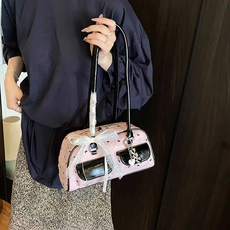 

Korean Style Bow Print Underarm Bags Women Summer New Large Capacity Versatile Commute Tote Bags Fashion Niche One Shoulder Bags
