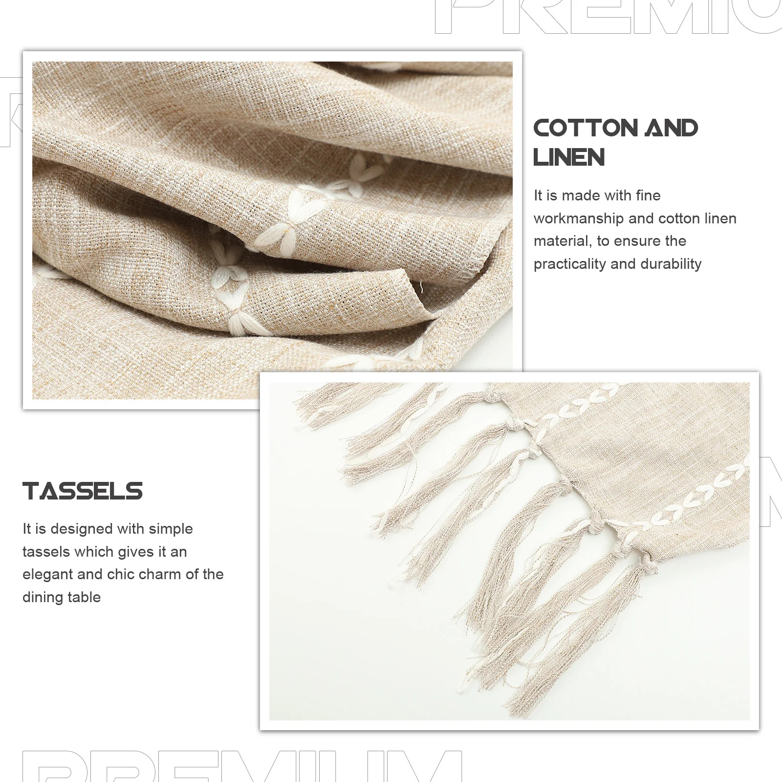 Retro Tassel Table Runner Cotton Linen Decorative Tablecloth for Dining Table Party Decor Decorative Tablecloth