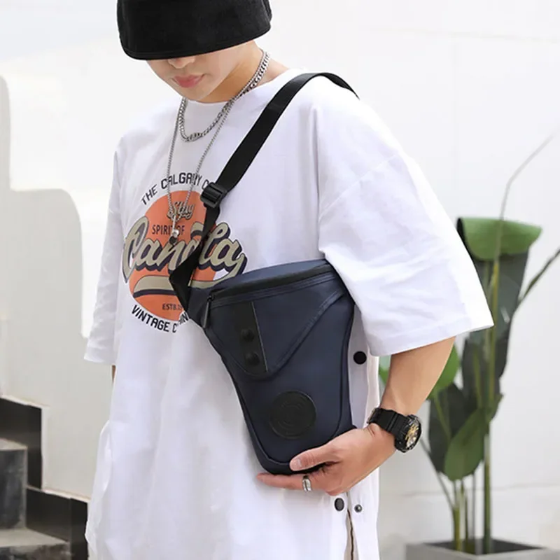 ผู้ชายไนลอนวางขากระเป๋าต้นขา Fanny Pack สําหรับรถจักรยานยนต์ Multi-Function ไหล่ Messenger ชายสะโพก Bum เข็มขัดเอวกระเป๋า