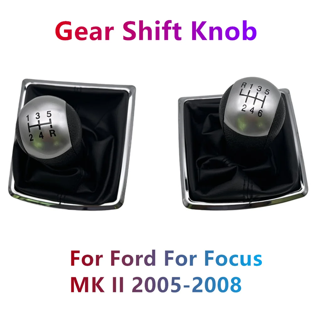 5/6 Speed Car Manual Gear Shift Knob PU Leather Gaiter Boot Cover For Ford For Focus MK II 2005-2008 High Quality Auto Parts