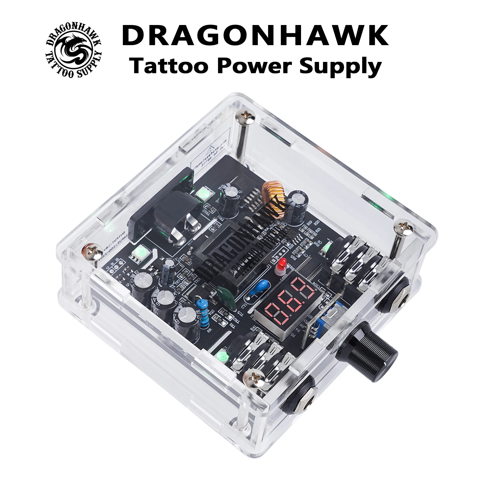 

Dragonhawk Mini Tattoo Power Supply 0-18V Dual Mode Anti-Fatigue Transparent RGB Light for Coil & Rotary Tattoo Machines