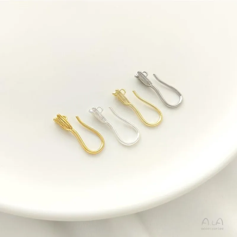 14K Light Gold 18K Gold Tulip Ear Hook With Hanging Ring Hmade DIY Hmade Earrings Ear Jewelry Material