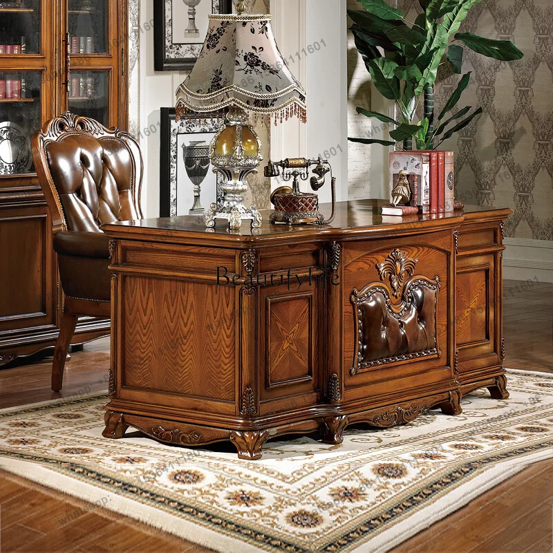 

LD33European solid wood boss table American retro desk