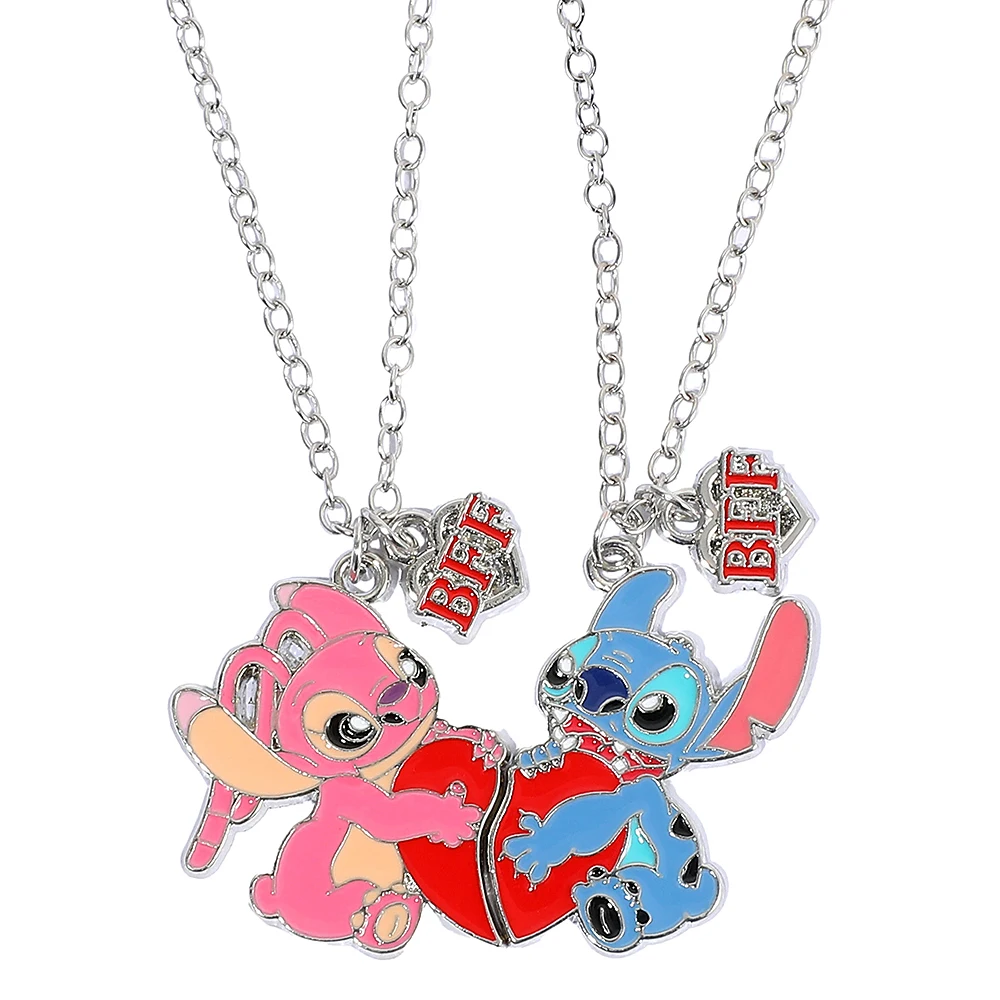 Disney Cartoon Anime Stitch Necklace Fashion Cute Angel Pendant Accessories for Couple Necklace Stitch Enamel Pendant Accessory