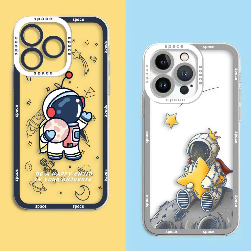 Cover Clear Phone Case For Infinix HOT 30 30I 20 20I 20S 9 12 12I 11 11S 10 PLAY 8 ZERO 20 5G PRO Case Cute Lunar Sky Astronaut