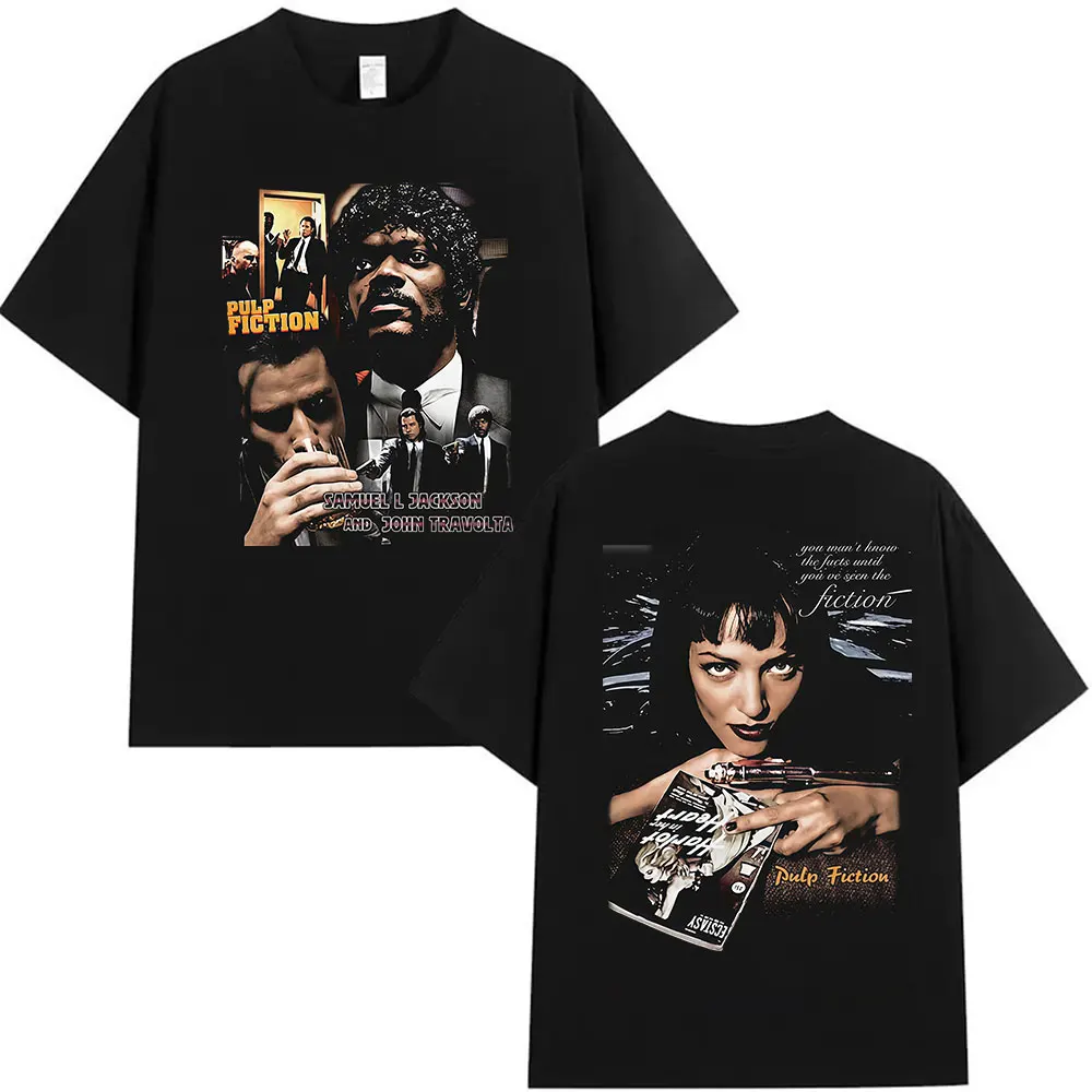 

Movie Pulp Fiction Graphic T Shirts Men's Women Fashion Gothic Clothing Short Sleeve T-shirts Vintage Oversized Cotton Tee Shirt