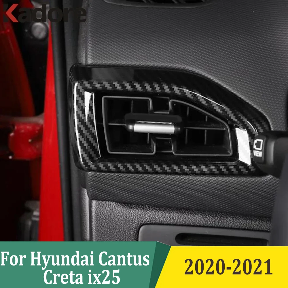 For Hyundai Cantus Creta ix25 2020 2021 Carbon Fiber Front Side Air Vent Outlet Cover Trim Molding Interior Car Accessories